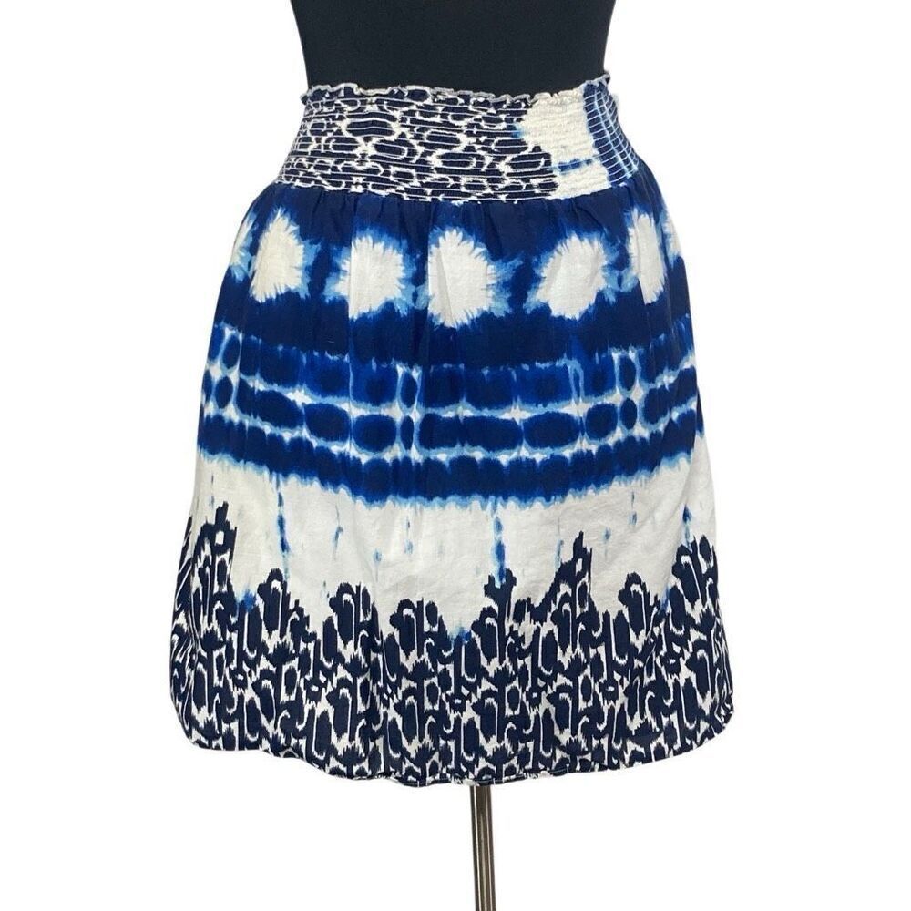 Fashion Bug 3X Indigo Tie Dye Skirt Shibori VTG Y2K 4th of July Festival Cotton